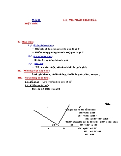 Giáo án Toán học lớp 6 - Hình học - Tiết 20 - Bài 6: Tia phân giác của một góc