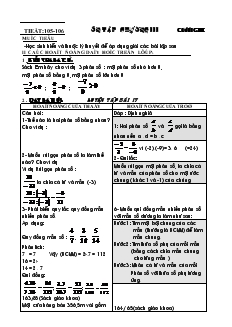 Giáo án Toán lớp 6 - Tiết 105 -106: Ôn tập chương III