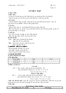 Giáo án Toán lớp 6 - Tiết: 62 - Tuần 21: Luyện tập