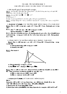 Tài liệu ôn tập hình học 9 - Chuyên đề I: Giải các bài toán về tam giác