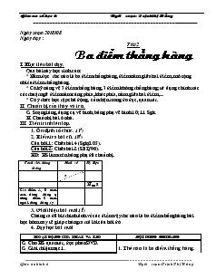 Giáo án Toán học lớp 6 - Hình học - Tiết 2: Ba điểm thẳng hàng