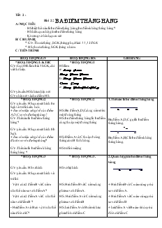 Giáo án Toán học lớp 6 - Hình học - Tiết 2 - Bài 2: Ba điểm thẳng hàng