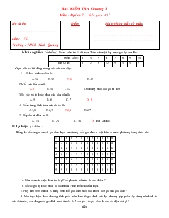 Bài kiểm tra chương 3 môn: Đại số 7