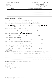 Bài kiểm tra chương IV - Môn: Đại số 7