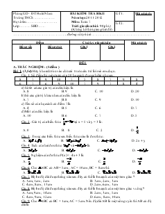 Bài kiểm tra học kỳ II năm học: 2011 - 2012 môn: Toán 7