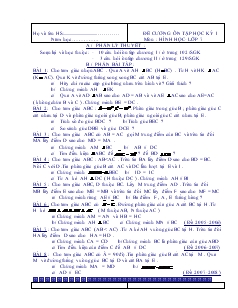 Đề cương ôn tập học kỳ I môn: Hình học - Lớp 7