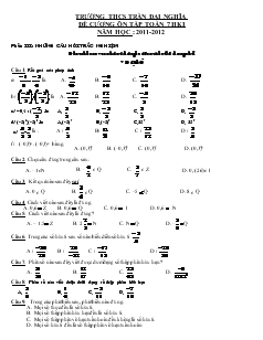 Đề cương ôn tập Toán 7 học kỳ I năm học: 2011 - 2012