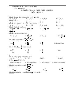 Đề kiểm tra 15 phút trắc nghiệm môn: Toán 7