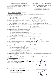 Đề kiểm tra 45 phút chương I lớp 7 - Năm học 2013 - 2014 môn: Hình học