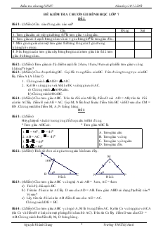 Đề kiểm tra chương II - Hình học lớp 7