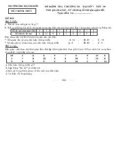 Đề kiểm tra chương III – Đại số 7 - Tiết 50