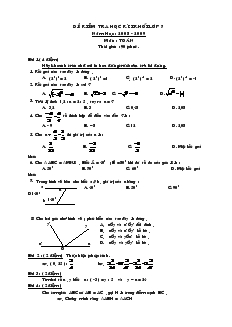 Đề kiểm tra học kì I khối lớp 7 năm học: 2008 - 2009 môn: Toán