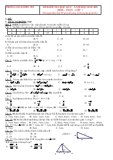 Đề kiểm tra học kì II – Năm học 2010-2011 môn: Toán, lớp 7