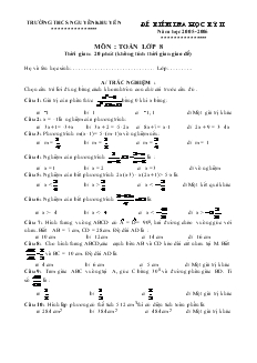 Đề kiểm tra học kỳ II - Toán 8