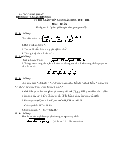 Đề thi giáo viên giỏi năm học 2011 - 2012 môn: Toán