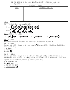 Đề thi học sinh giỏi cấp trường khối 7 năm học 2008 - 2009