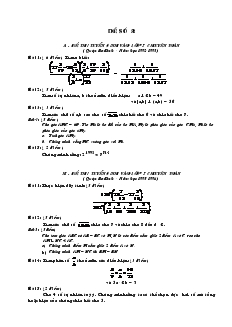 Đề thi tuyển sinh vào lớp 7 chuyên toán