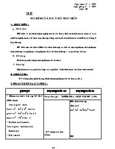 Giáo án Đại số 7 - Tiết 62, 63