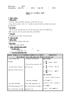 Giáo án Toán 7 - Đại số - Tiết 17: Luyện tập