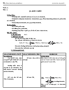 Giáo án Toán 7 - Đại số - Tiết 1: Đơn thức