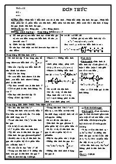 Giáo án Toán 7 - Đại số - Tiết 53: Đơn thức