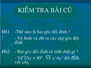 Giáo án Toán 7 - Hình học - Tiết 3: Hai đường thẳng vuông góc