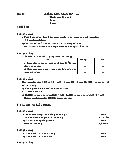 Giáo án Toán 7 - Hình học - Tiết 46: Kiểm tra chương II