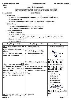 Giáo án Toán 7 - Hình học - Tiết 5: Các góc tạo bởi một đường thẳng cắt hai đường thẳng - Trường THCS Hoà Bình