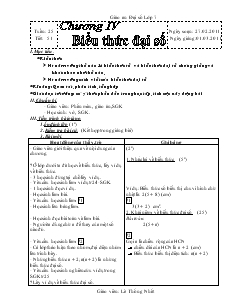 Giáo án Toán 7 - Tiết 51: Biểu thức đại số