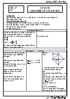 Giáo án Toán học 7 - Đại số - Tiết 17: Số vô tỷ khái niệm về căn bậc hai
