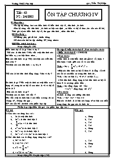 Giáo án Toán học 7 - Đại số - Tiết 63: Ôn tập chương IV