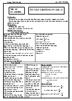Giáo án Toán học 7 - Đại số - Tiết 64: Ôn tập chương IV (tiết 2)