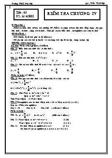Giáo án Toán học 7 - Đại số - Tiết 65: Kiểm tra chương IV