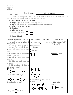Giáo án Toán học 7 - Đại số - Tiết 9: Tỉ lệ thức