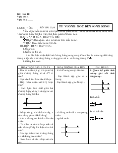 Giáo án Toán học 7 - Hình học  - Tiết 10: Từ vuông góc đến song song