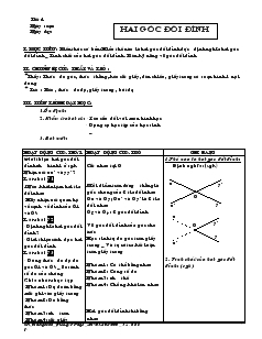 Giáo án Toán học 7 - Hình học  - Tiết 1: Hai góc đối đỉnh