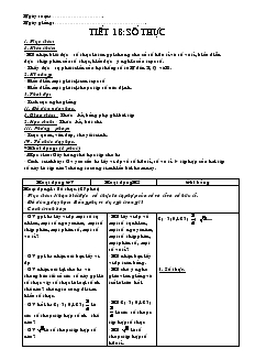 Giáo án Toán học 7 - Tiết 18: Số thực