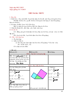 Giáo án Toán học 7 - Tiết 56: Đa thức