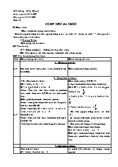 Giáo án Toán học 7 - Tiết 57: Cộng trừ đa thức