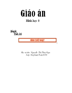 Giáo án Toán học 8 - Tiết 16: Hình chữ nhật