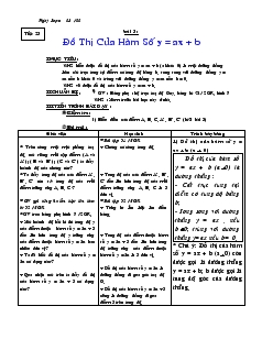 Giáo án Toán học 9 - Đại số  - Tiết 23: Đồ thị của hàm số y = ax + b