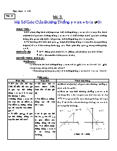 Giáo án Toán học 9 - Đại số  - Tiết 27: Hệ số góc của đường thẳng y = ax + b