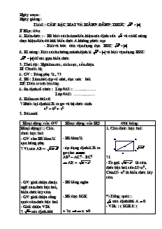 Giáo án Toán học 9 - Đại số - Tiết 2: Căn bậc hai và hằng đẳng thức