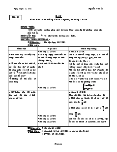 Giáo án Toán học 9 - Đại số - Tiết 40