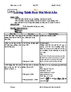 Giáo án Toán học 9 - Đại số - Tiết 51