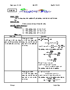 Giáo án Toán học 9 - Đại số - Tiết 54