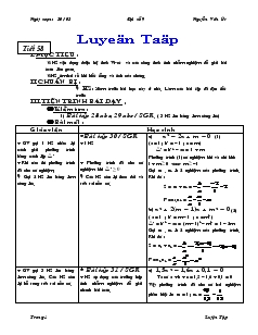 Giáo án Toán học 9 - Đại số  - Tiết 58: Luyện tập