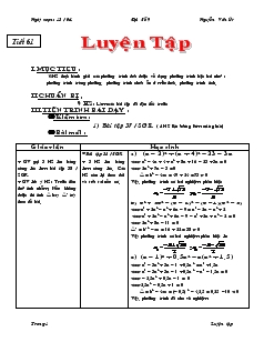 Giáo án Toán học 9 - Đại số - Tiết 61: Luyên tập