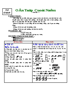 Giáo án Toán học 9 - Đại số - Tiết 67, 68, 69