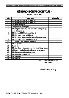 Giáo án: Tự chọn toán 7 - Năm học 2009 – 2010